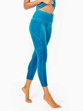 Lilly Pulitzer Luxletic Weekender High Rise Teal Velour Leggings Women’s Large